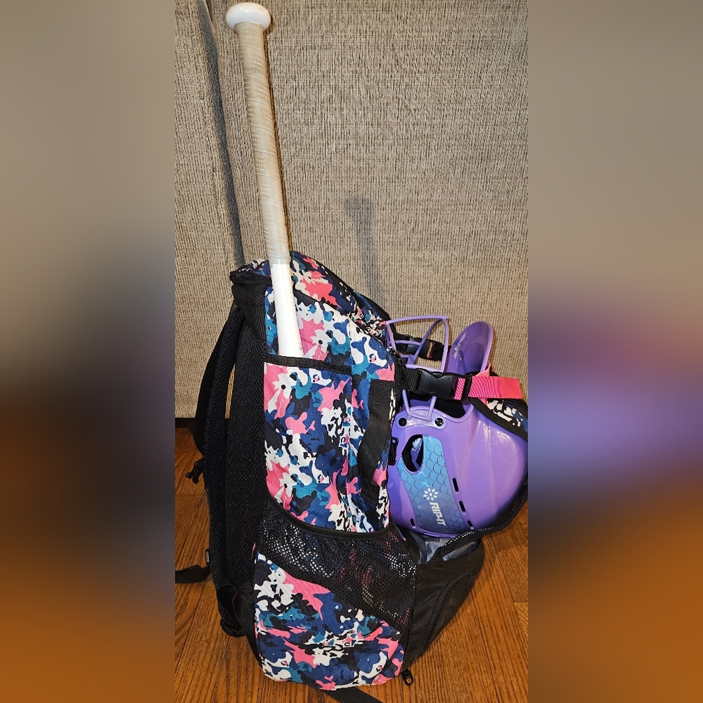 Colorful Baseball Backpack Purple/Pink Camo